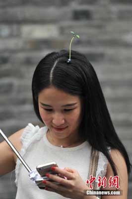 「頭のてっぺんに草花」飾りブームが全國(guó)に拡散