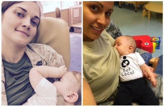 授乳の女性兵の暖かい集合寫(xiě)真が人気　米國(guó)