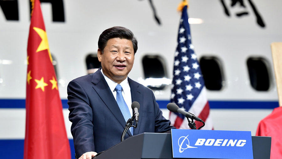 習(xí)近平主席がボーイング社の製造工場(chǎng)を見(jiàn)學(xué)