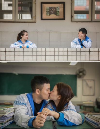 高校の制服でウェディング寫真を撮影、付き合い7周年を記念　四川省