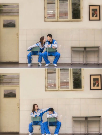 高校の制服でウェディング寫真を撮影、付き合い7周年を記念　四川省