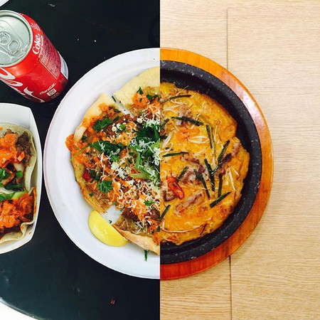 遠距離カップルが寫真を繋ぎ合わせてツーショット