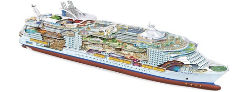 世界最大のクルーズ船が初就航へ、10階建てのスライダー
