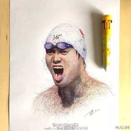 五輪で活躍したアスリートたちをボールペンだけで生き生きと描き出す青年