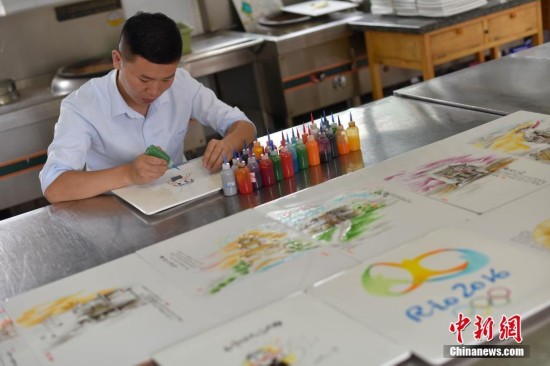 「90後」の若者、ジャム絵で傅園慧選手の「スタンプ」を制作