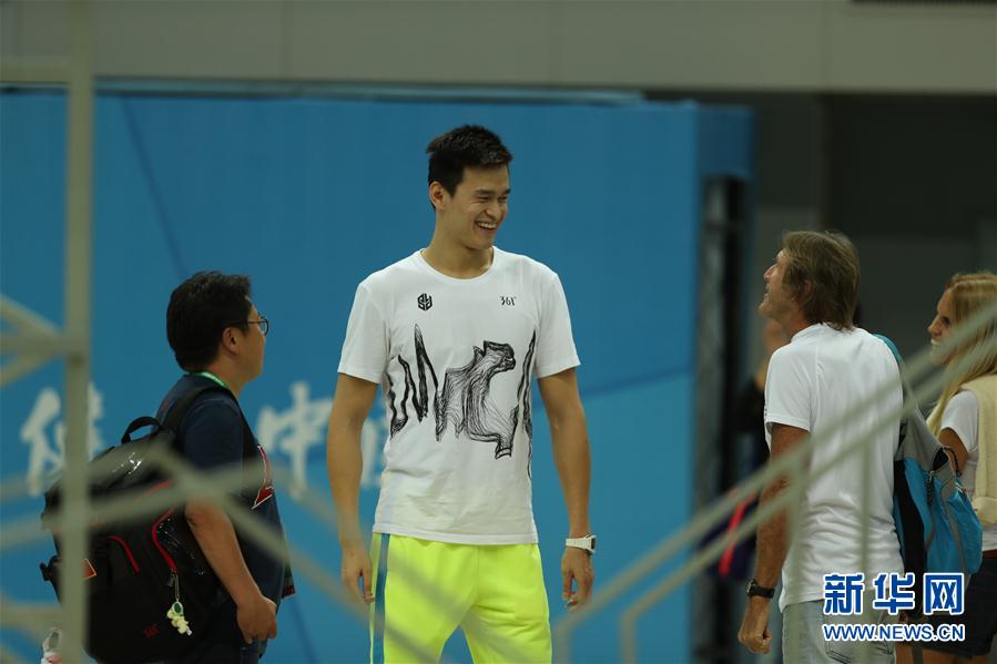 全運(yùn)會(huì)の競泳競技にむけ、トレーニングに勵(lì)む孫楊選手