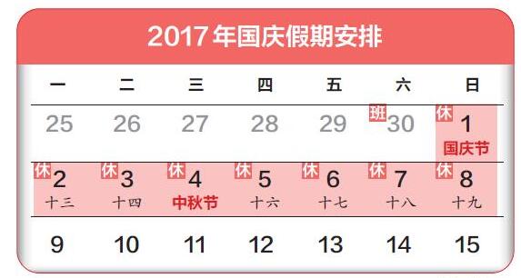 中國(guó)、中秋節(jié)をはさみ國(guó)慶節(jié)は8連休に　10月9日から出勤