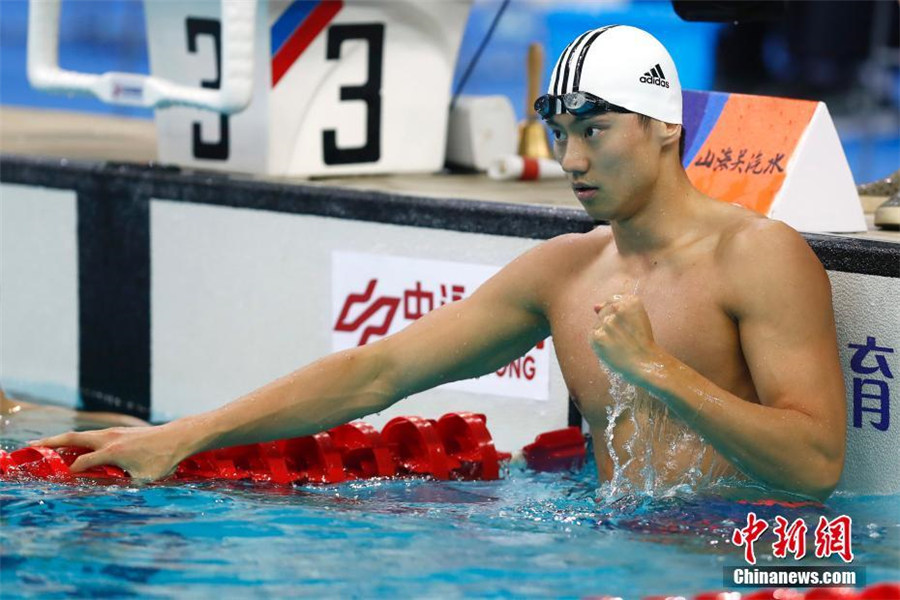 中國「全運會」　寧沢濤選手が水泳男子自由形50Mで金メダル獲得