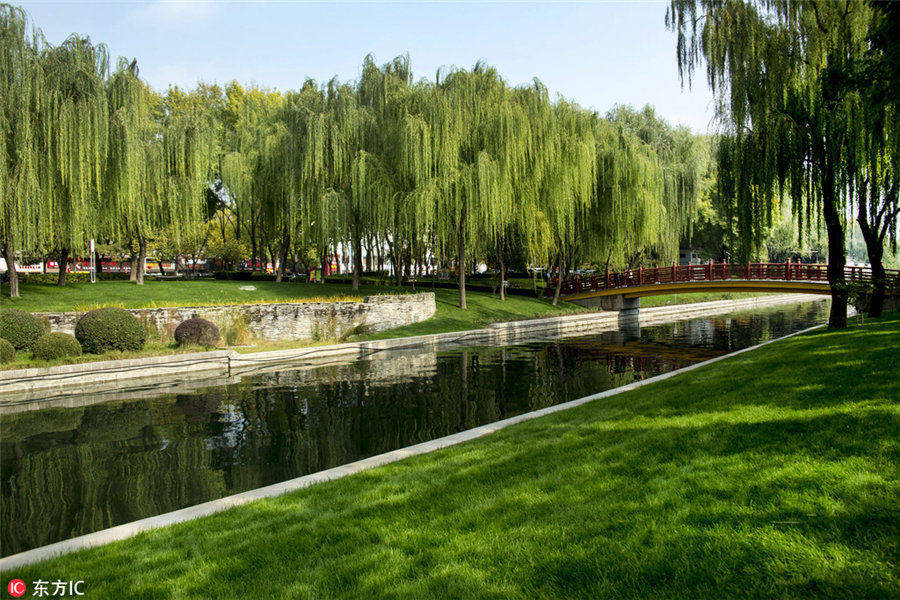 區(qū)政府の整備により美しい景色に生まれ変わった月亮河　北京