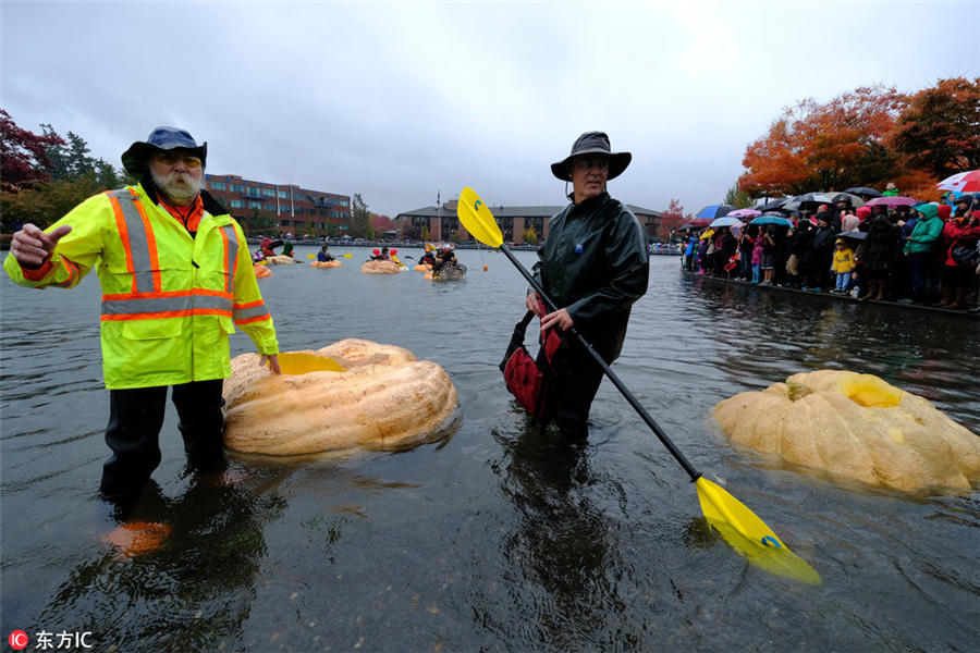 河を下るのはボートではなくカボチャ！一風(fēng)変わった米國(guó)のボートレース