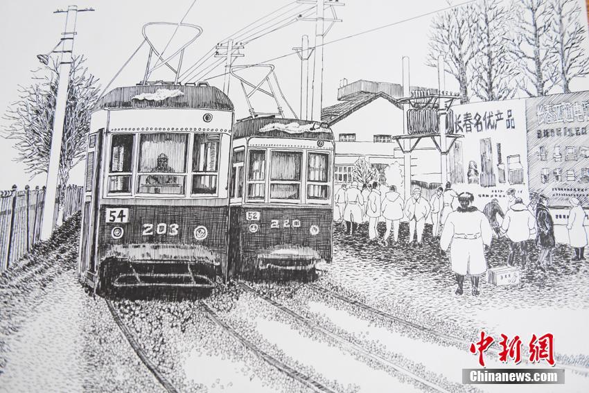 大學(xué)教員がボールペンで描いた故郷の風(fēng)景　海外大學(xué)も収蔵　長春市