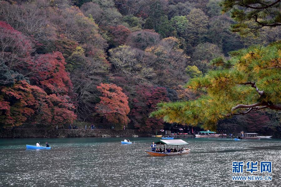 紅葉に彩られた京都の嵐山