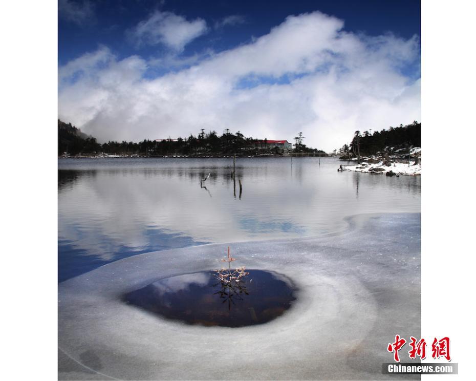 銀の裝いをまとった木々　四川省の景勝地の美しい雪景色