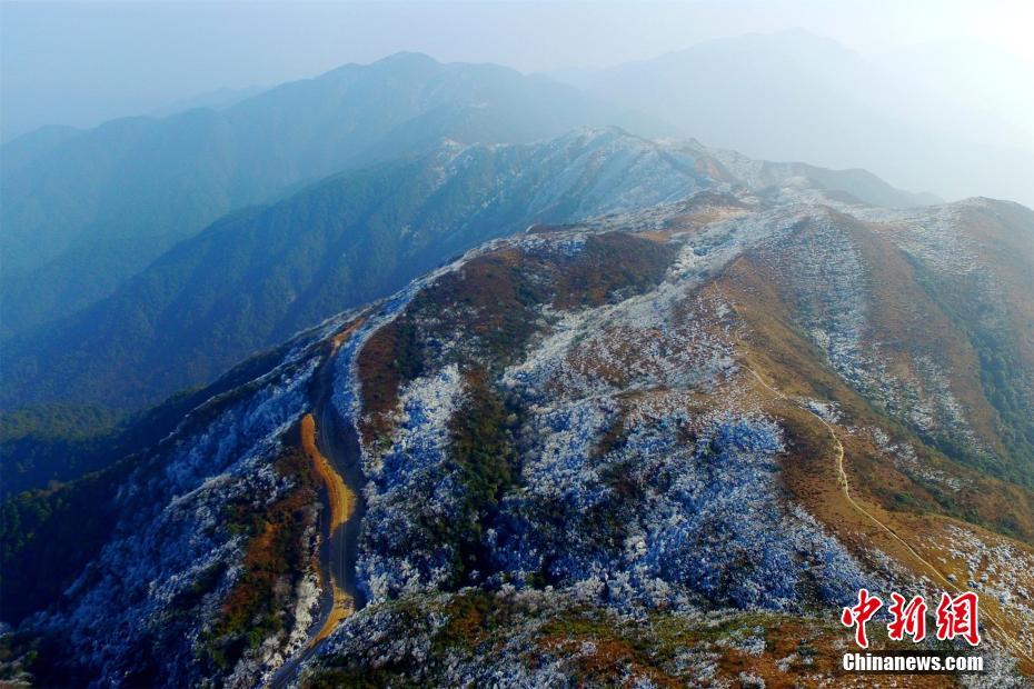山肌一面に広がる幻想的な樹(shù)氷　江西省石城県八卦脳景勝區(qū)