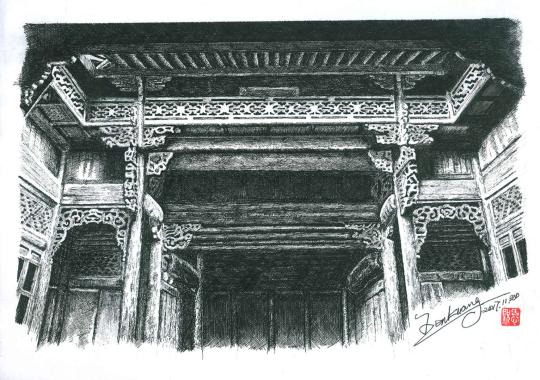 70歳の男性が描いたペン畫「故郷の懐かしい風(fēng)景」がネット上で話題に