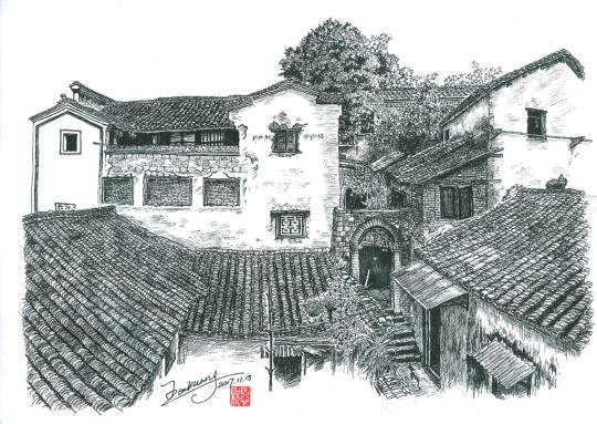 70歳の男性が描いたペン畫「故郷の懐かしい風(fēng)景」がネット上で話題に