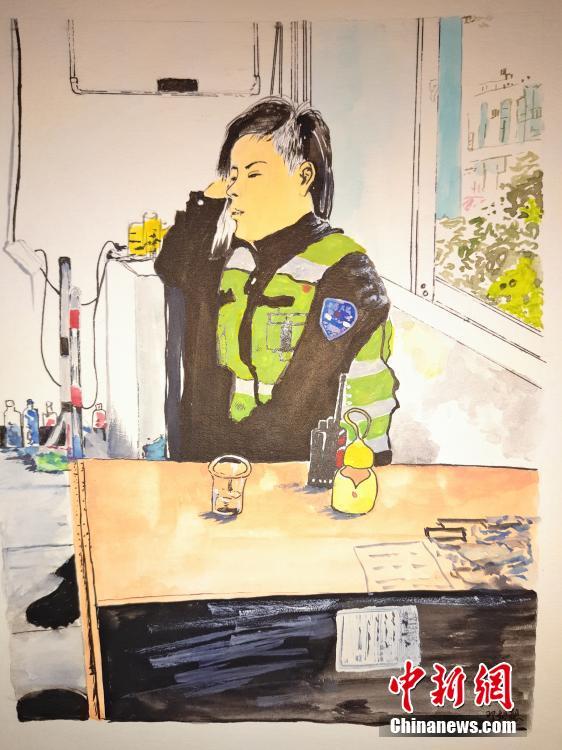 長沙の交通警察官、勤務(wù)の様子を手描きのイラストで記録