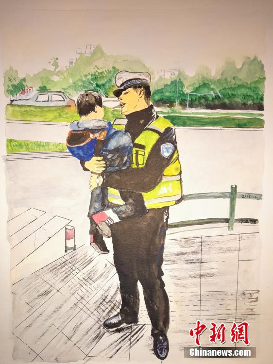 長(zhǎng)沙の交通警察官、勤務(wù)の様子を手描きのイラストで記録