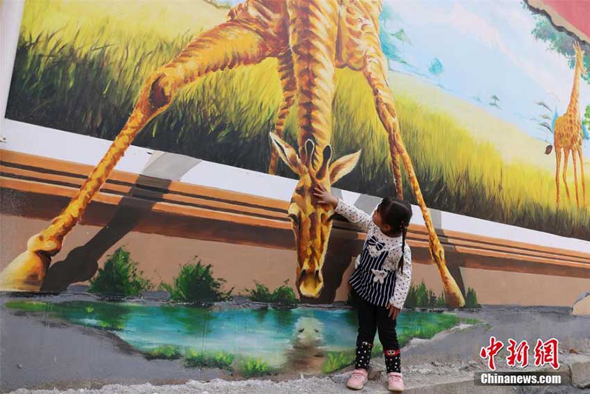 家屋の壁に描かれた3Dアートで貧困村の観光業(yè)発展に　広西