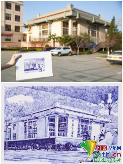 男子大學(xué)生が母校の創(chuàng)立20周年を記念して描いたボールペン畫が話題　