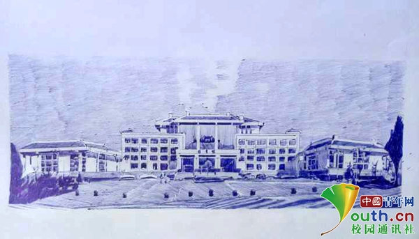 男子大學(xué)生が母校の創(chuàng)立20周年を記念して描いたボールペン畫が話題　