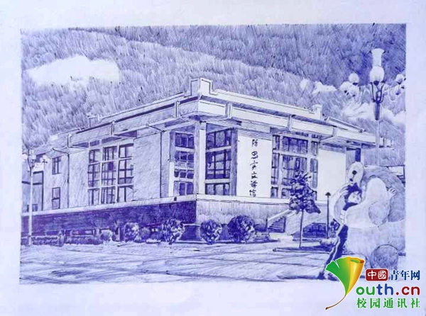 男子大學(xué)生が母校の創(chuàng)立20周年を記念して描いたボールペン畫が話題　