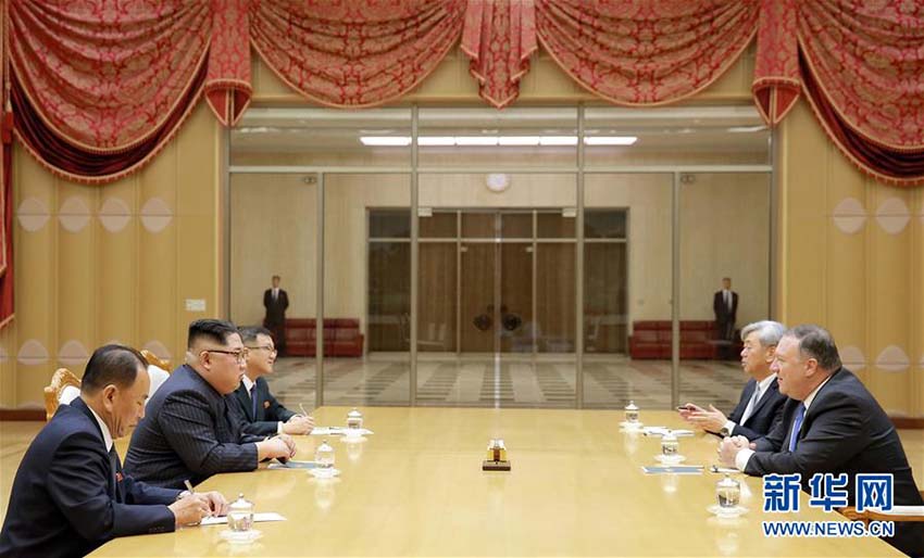 朝鮮の金正恩氏がポンペオ米國務長官と平壌で會談