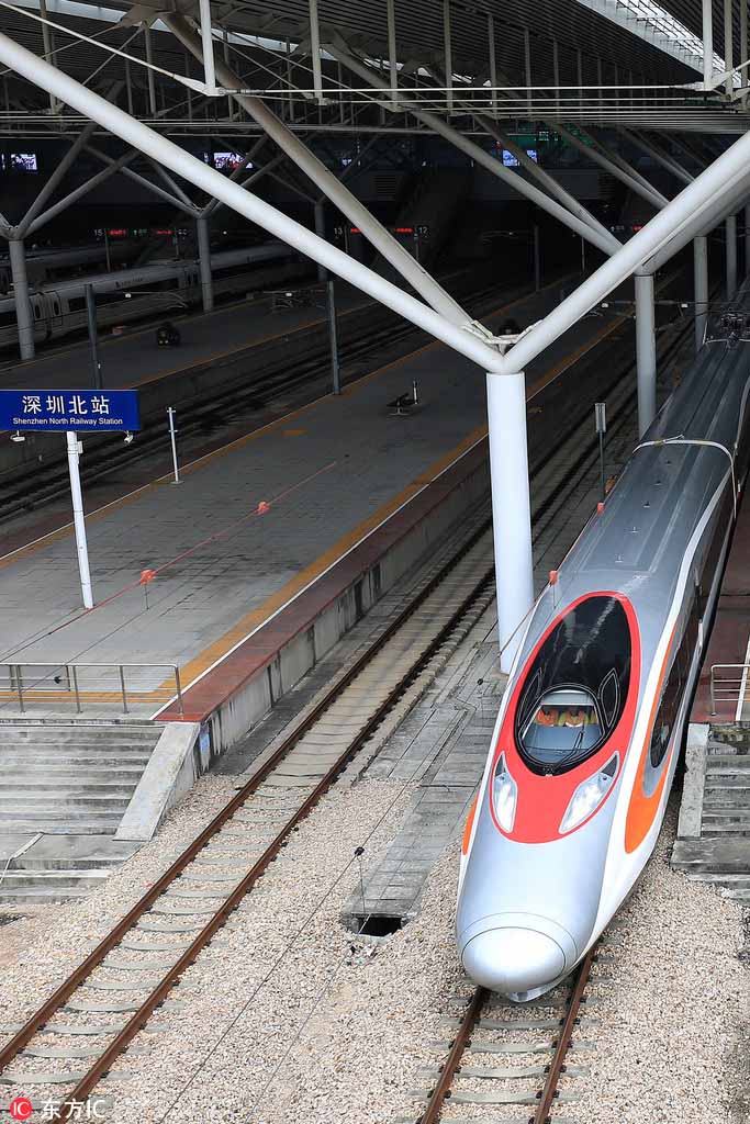 香港地區(qū)の高速鉄道車両が初めて深セン北駅に乗り入れ　 広深港高速鉄道