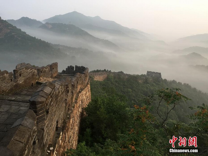 「撮影愛(ài)好家の天國(guó)」と賞賛される金山嶺長(zhǎng)城に広がる雲(yún)海の情景