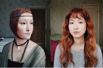 有名人そっくりメイクの達(dá)人、モナ?リザなどに大変身