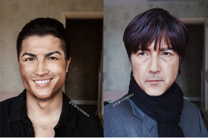 有名人そっくりメイクの達(dá)人、モナ?リザなどに大変身