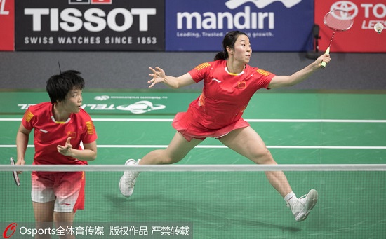 バドミントン女子ダブルスで中國(guó)ペアが金メダル　アジア競(jìng)技大會(huì)