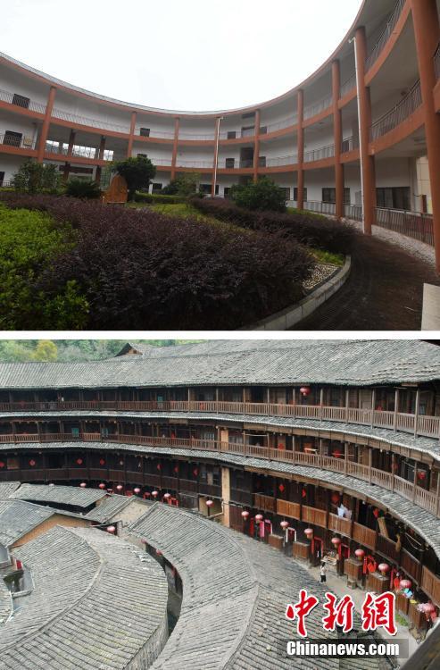 高速道路サービスエリアの建物は「土樓」にそっくり　福建省永定