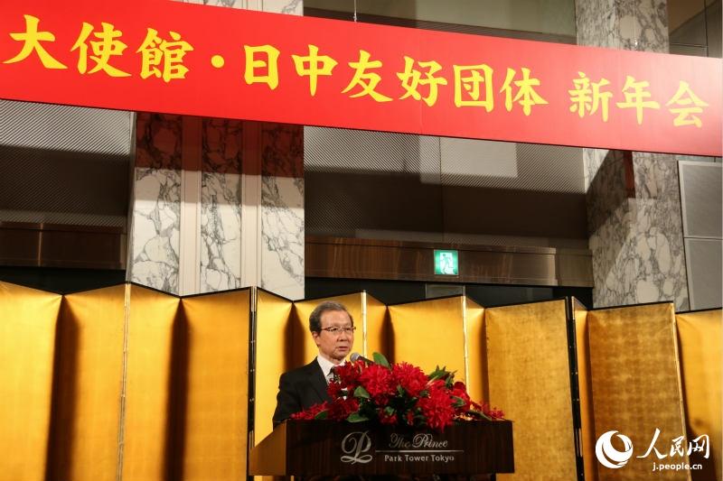 挨拶する在日本中國大使館の程永華大使（撮影?木村雄太）。