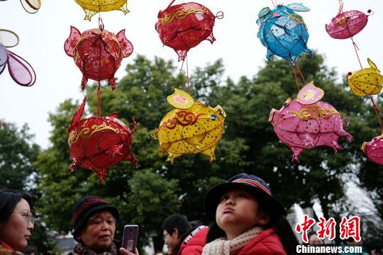 南京で伝統(tǒng)の手作りランタンお目見(jiàn)え　干支のブタが人気