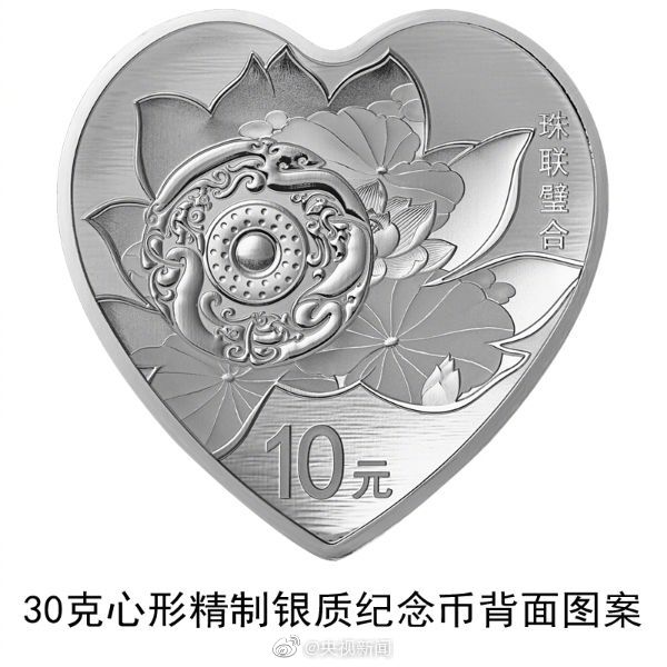 中國の中央銀行がハート形のコインを18日に発行