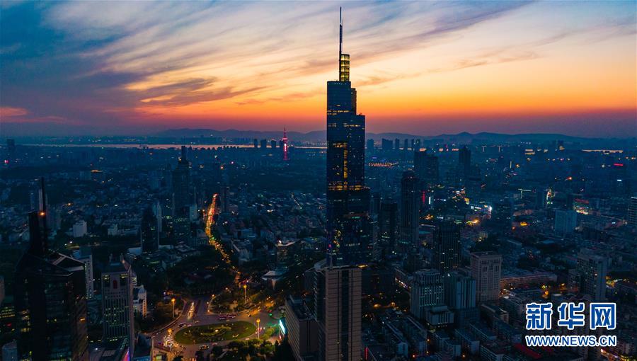 上空から眺めた南京の街　江蘇省