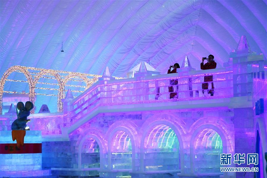 6月3日、室內(nèi)版「ハルビン氷祭り」を見學(xué)する來場(chǎng)者(撮影?王建威)。