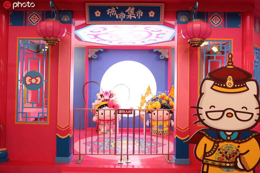 「ハローキティ清朝展」の會(huì)場(chǎng)の様子（寫真著作権は東方ICが所有のため転載禁止）。