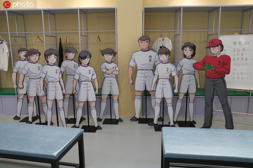 南葛イレブンが勢ぞろいしたロッカールームの再現(xiàn)シーン（寫真著作権は東方ICが所有のため転載禁止）。