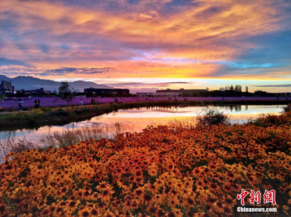 雨上がり、美しい夕焼け広がる甘粛省金昌市