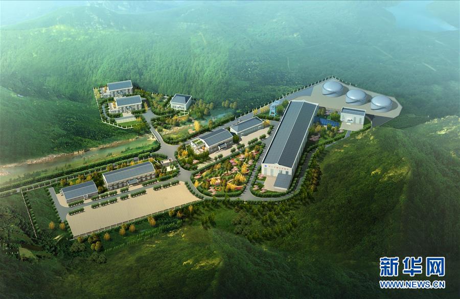 江門ニュートリノ実験全體の完成予想図。