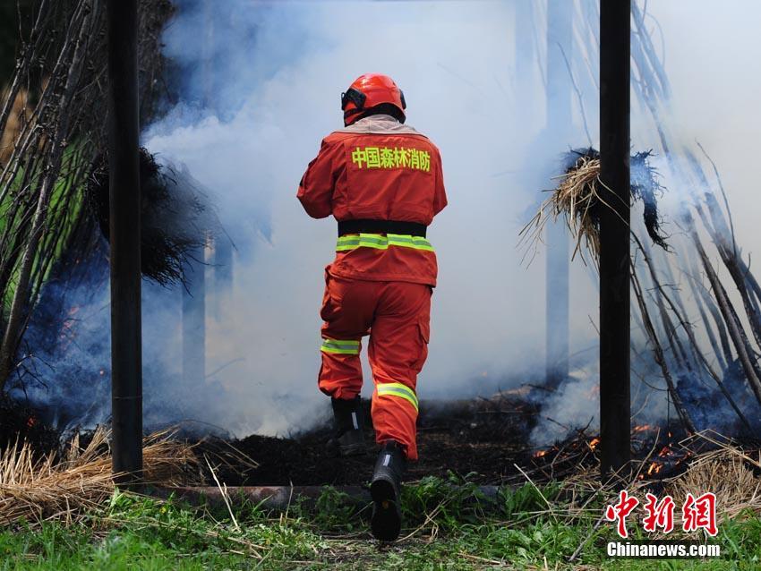 燃え盛る火の中に飛び込め！新人森林消防隊員の精神を鍛練　吉林省