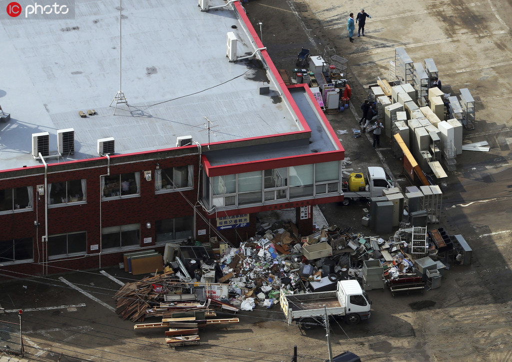 日本現(xiàn)地時(shí)間10月15日、大型で非常に強(qiáng)い臺(tái)風(fēng)19號(hào)（ハギビス）の影響で河川の氾濫が生じ、住宅地が深刻な水害に見舞われた福島県郡山市を上空から撮影（寫真著作権は東方ICが所有のため転載禁止）。 