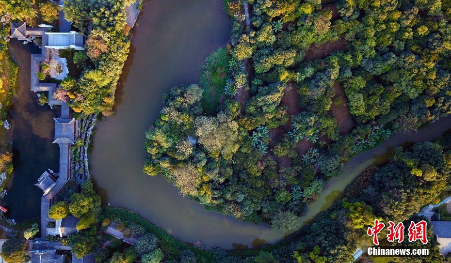 空から見た広州海珠國家濕地公園　広東省