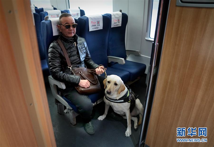 盲導(dǎo)犬が高速鉄道に同乗、目の不自由な乗客も安心　河南省