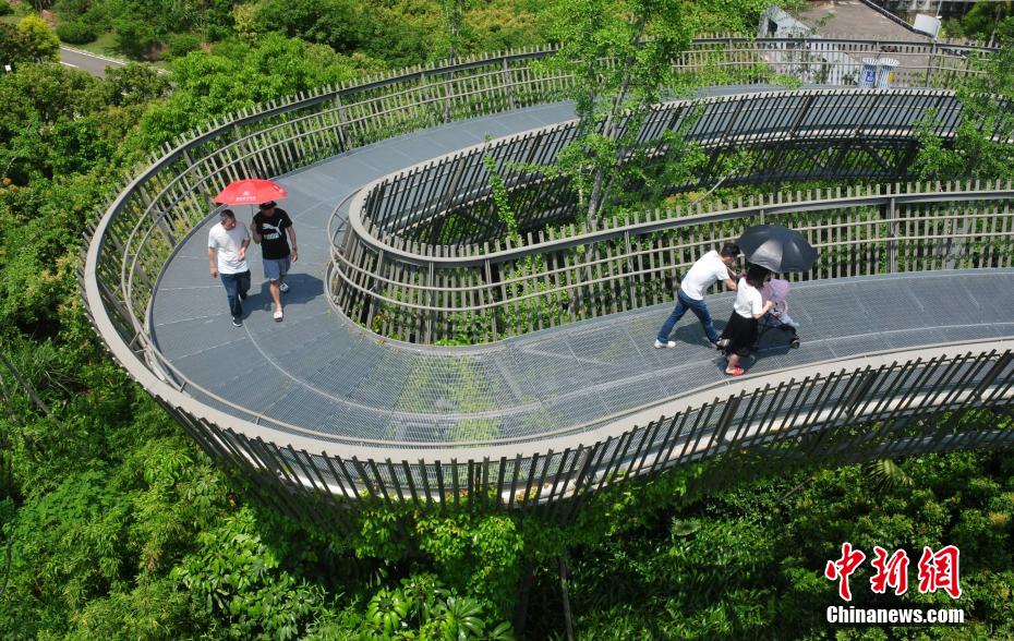 メーデー連休中、「森の上」をそぞろ歩く福州市民　福建省