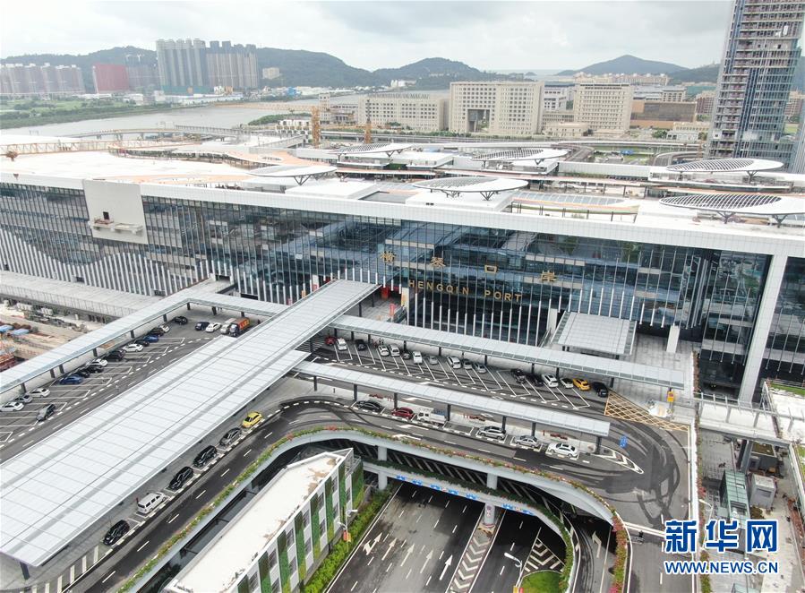 8月17日、珠海から撮影した橫琴出入境検査所（ドローンによる撮影?鄧華）。