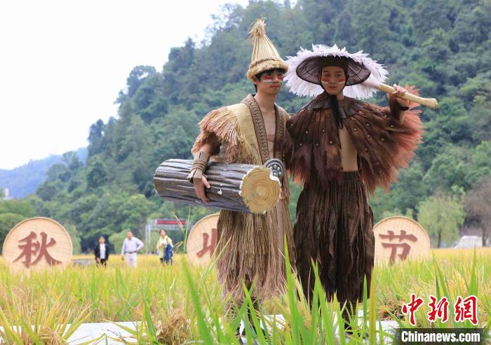 田んぼで奇抜なファッションショー　湖南省張家界