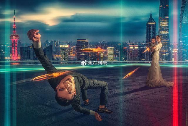 パパすごい！ユニークな特撮親子寫真を撮影する若いカメラマンパパ